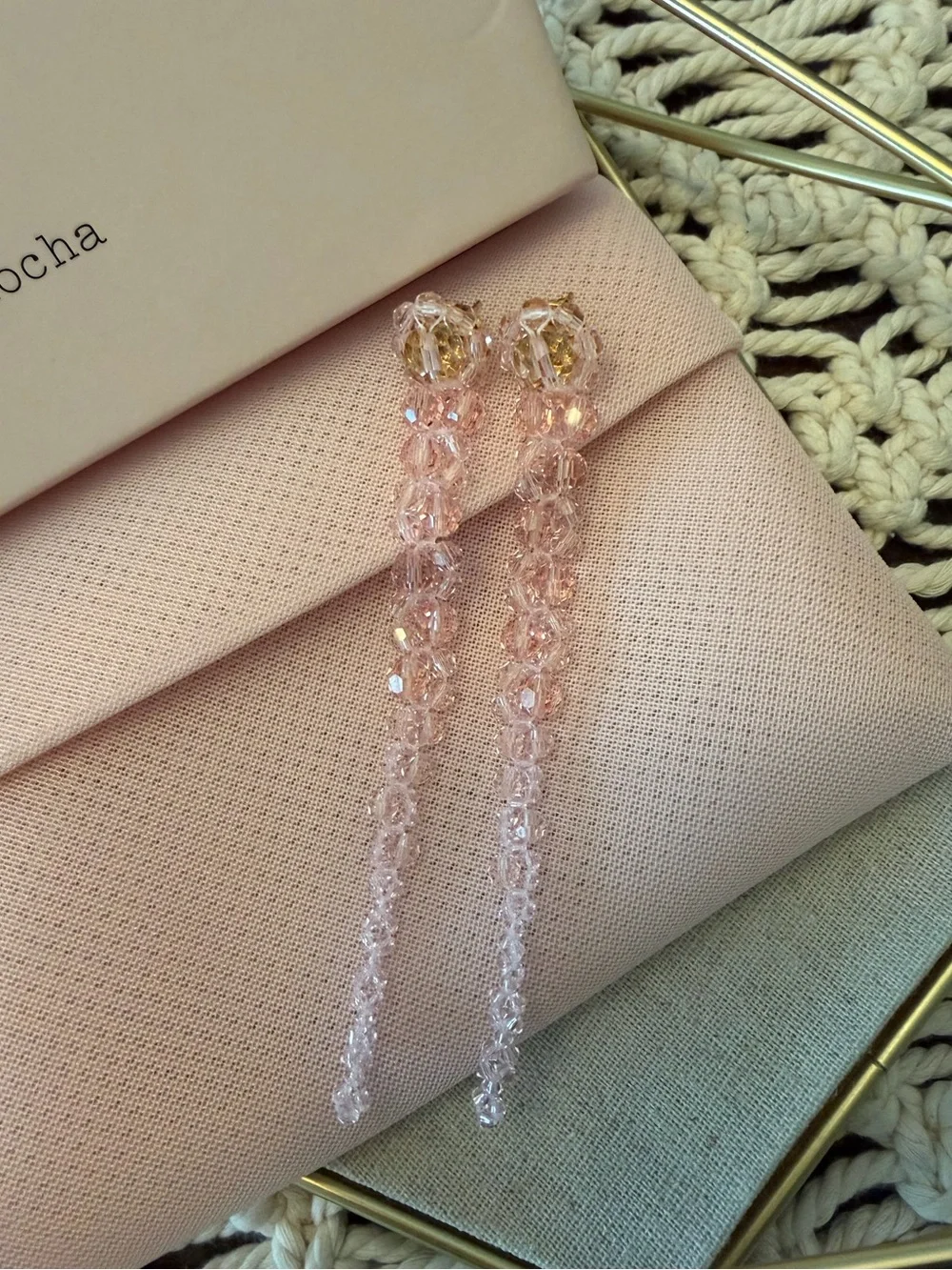 Simone Rocha Beaded Drop Earrings in Pale Pink - New with Tags in Box